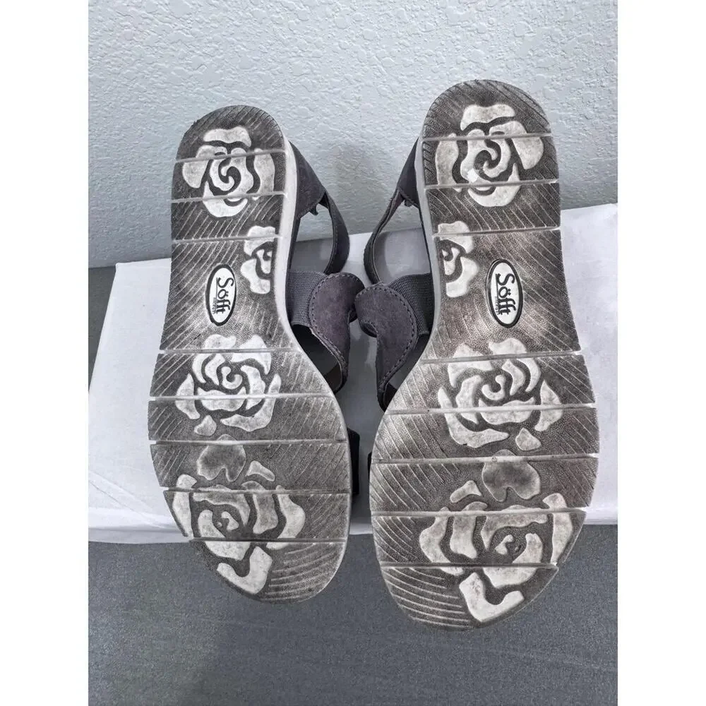 Söfft Sandals Womens 6 Strappy Leather Comfort Taupe Brown Buckle‎ Boho Summer
